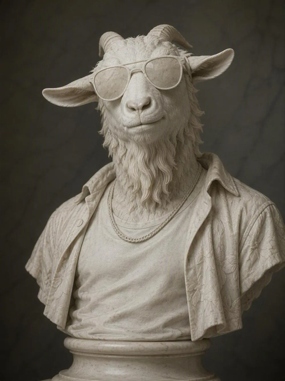 The Goat — a marble statue standing on a plinth